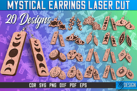 Mystical Earrings Laser Cut SVG | Accessories Laser Cut SVG Design | CNC Files SVG Fly Design 