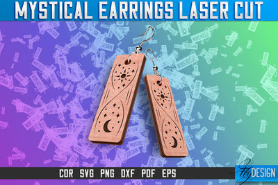 Mystical Earrings Laser Cut SVG | Accessories Laser Cut SVG Design | CNC Files SVG Fly Design 