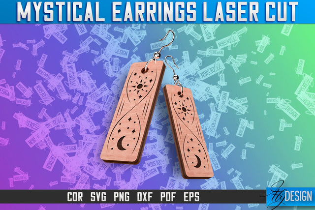 Mystical Earrings Laser Cut SVG | Accessories Laser Cut SVG Design | CNC Files SVG Fly Design 