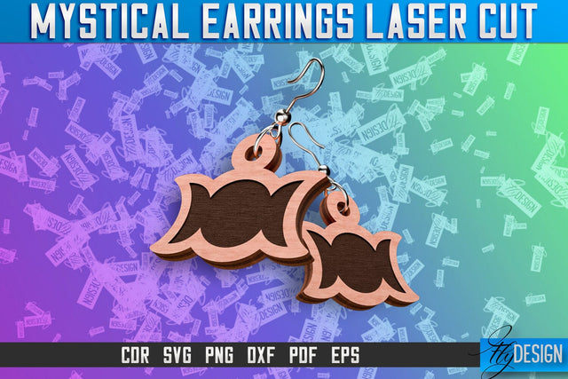Mystical Earrings Laser Cut SVG | Accessories Laser Cut SVG Design | CNC Files SVG Fly Design 