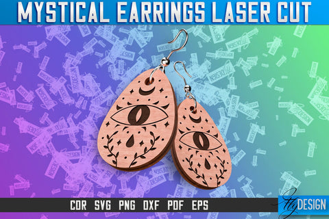 Mystical Earrings Laser Cut SVG | Accessories Laser Cut SVG Design | CNC Files SVG Fly Design 