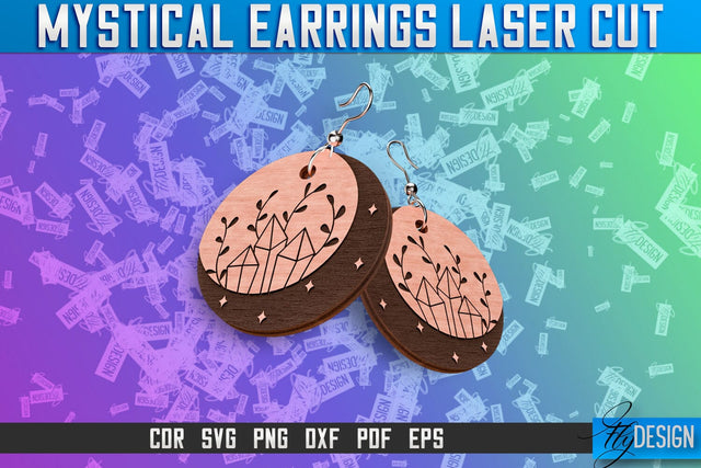 Mystical Earrings Laser Cut SVG | Accessories Laser Cut SVG Design | CNC Files SVG Fly Design 