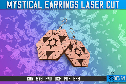 Mystical Earrings Laser Cut SVG | Accessories Laser Cut SVG Design | CNC Files SVG Fly Design 