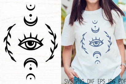 Mystical evil eye with moon svg, celestial svg, magic svg SVG Digital Rainbow Shop 