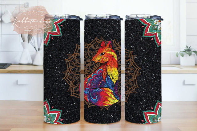 Mystical Fox 2 File Png,Fox Tumbler PNG, Fox Flower Tumbler Design, 20 oz Skinny Tumbler Wrap Flower Tumbler Png Sublimation Rabbitmakies 
