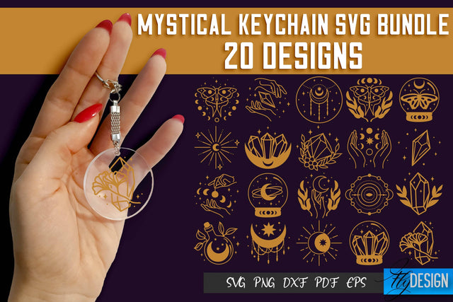 Mystical Keychain SVG | Witch SVG Design SVG Fly Design 