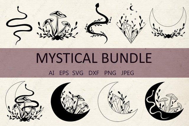 Mystical moon svg bundle, Celestial clipart, Magical svg, Mushroom and Snake svg SVG AnastasiyaArtDesign 