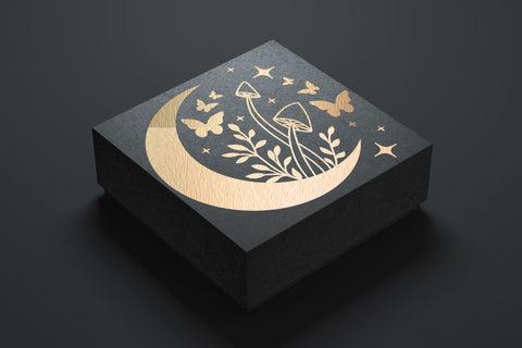 Mystical Moon SVG Design, Crescent Moon SVG with Stars and Mushrooms, Half Moon SVG Design. SVG Elinorka 
