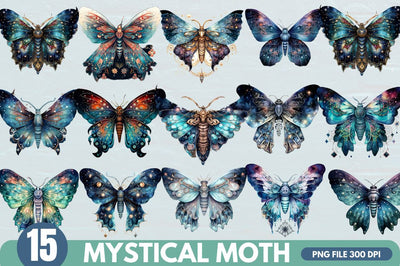 Mystical Moth Clipart Bundle Sublimation Regulrcrative 