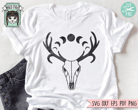 Mystical Skull SVG file Bundle, Cow Skull svg, Deer Skull svg, Ram Skull svg, Goth svg, Moon Phases svg, Witchy svg files, Floral Skull png SVG Wild Pilot 