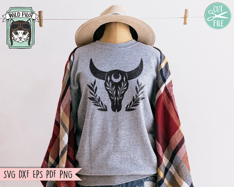 Mystical Skull SVG file Bundle, Cow Skull svg, Deer Skull svg, Ram Skull svg, Goth svg, Moon Phases svg, Witchy svg files, Floral Skull png SVG Wild Pilot 
