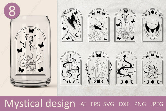 Mystical svg bundle, Libbey glass wrap sublimation, Witchy hands and moon SVG AnastasiyaArtDesign 