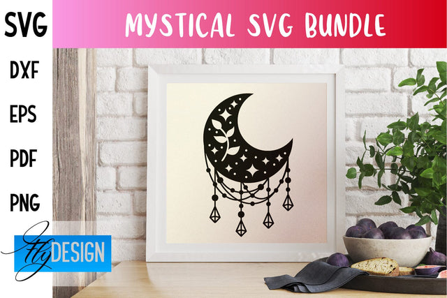 Mystical SVG Design | Witch Symbols SVG Sublimation Fly Design 