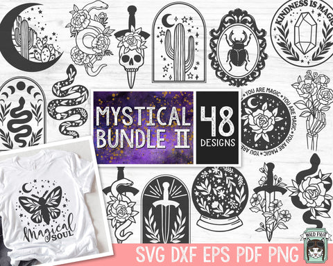 Mystical SVG file Bundle, Floral Snake svg, Flower Sword svg, Dagger cut file, Witchy svg files, Magic svg files, Beetle svg, Moth svg, Crystal Ball svg SVG Wild Pilot 