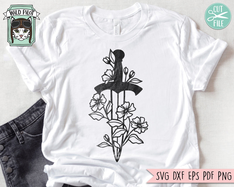 Mystical SVG file Bundle, Floral Snake svg, Flower Sword svg, Dagger ...