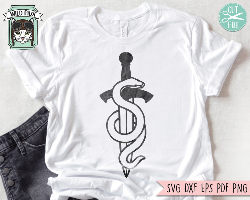 Mystical SVG file Bundle, Floral Snake svg, Flower Sword svg, Dagger ...