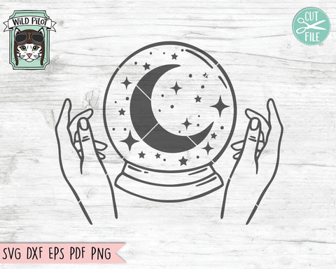 Mystical SVG, Moon SVG Cut File, Crystal Ball SVG, Witchy Hands svg, Crystal Ball Moon svg, Pyschic svg, Just A Phase svg, Moon Child svg SVG Wild Pilot 