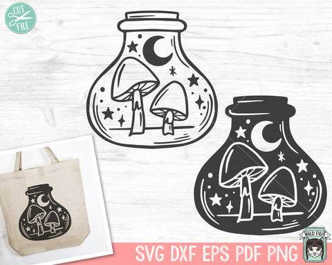 Mystical svg, Moon SVG Cut File, Mushroom SVG, Potion Bottle svg, Celestial SVG, Moon png, Mystical Clipart, Crescent Moon svg SVG Wild Pilot 