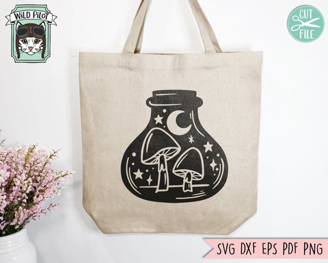 Mystical svg, Moon SVG Cut File, Mushroom SVG, Potion Bottle svg, Celestial SVG, Moon png, Mystical Clipart, Crescent Moon svg SVG Wild Pilot 