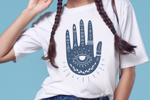Mytical boho svg hand, boho evil eye magic alchemy for shirt SVG Digital Rainbow Shop 