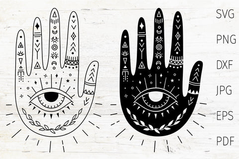 Mytical boho svg hand, boho evil eye magic alchemy for shirt SVG Digital Rainbow Shop 