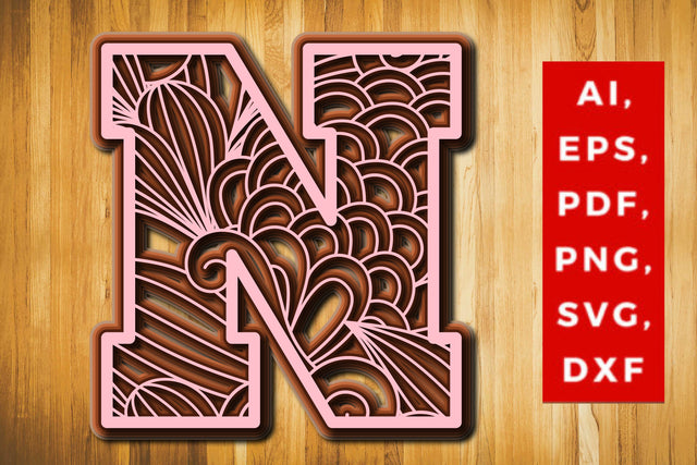 N Layered Floral Alphabet SVG cut file, laser cut alphabet, mandala alphabet, 5 layer SVG MD JOYNAL ABDIN 