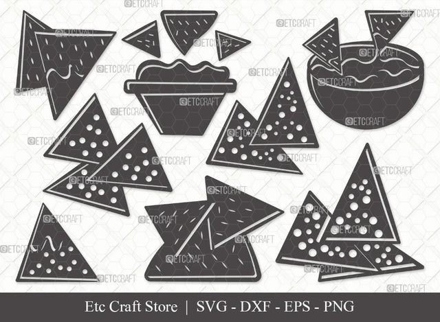 Nachos Silhouette SVG Cut File | Nacho With Cheese Svg | Guacamole Nachos Svg | Tortilla Chips Svg | Nacho Bundle | Eps | Dxf | Png SVG ETC Craft 