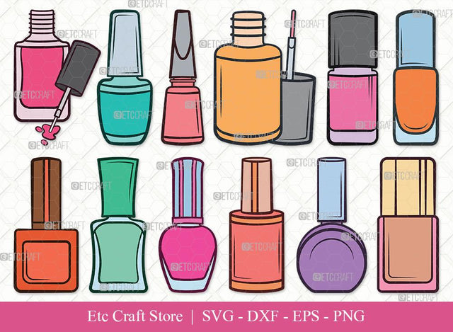 Nail Polish Clipart SVG Cut File | Nail Polish Bottle Svg | Manicure Svg | Make Up Svg | Polish Bottle Svg | Pink Polish Svg | Fashion Svg | Nail Polish Svg Bundle SVG ETC Craft 