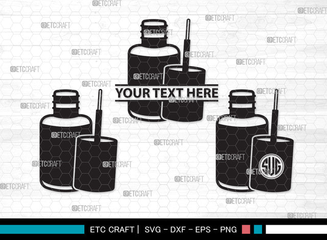 Nail Polish Monogram SVG, Nail Polish Bottle Svg, Manicure Svg, Make Up Svg, Polish Bottle Svg, Pink Polish Svg, Fashion Svg, Nail Polish Monogram SVG ETC Craft 