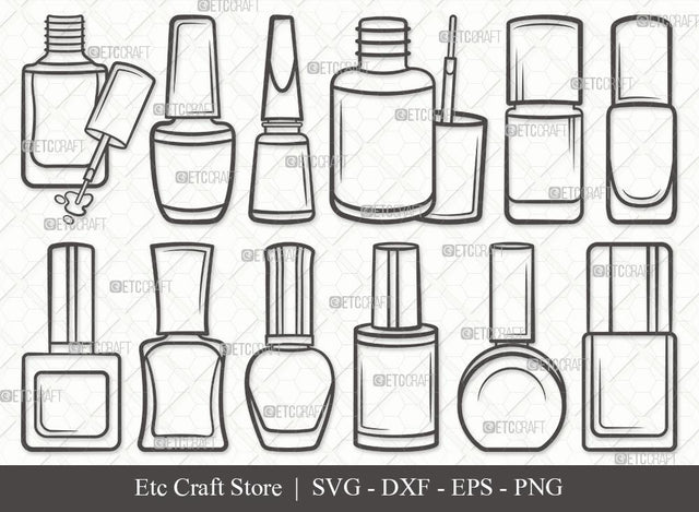 Nail Polish Outline SVG Cut File | Nail Polish Bottle Svg | Manicure Svg | Make Up Svg | Polish Bottle Svg | Pink Polish Svg | Fashion Svg | Nail Polish Svg Bundle SVG ETC Craft 