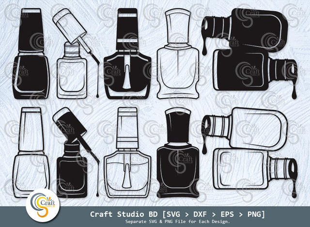 Nail Polish Silhouette, Manicure Svg, Fashion Svg, Nail Polish Bottle Svg, Nail Polish Svg Bundle SVG ETC Craft 