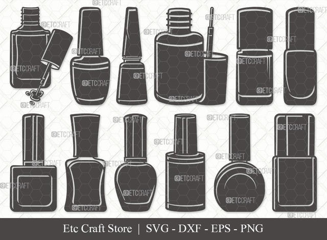 Nail Polish Silhouette SVG Cut File | Nail Polish Bottle Svg | Manicure Svg | Make Up Svg | Polish Bottle Svg | Pink Polish Svg | Fashion Svg | Nail Polish Svg Bundle SVG ETC Craft 