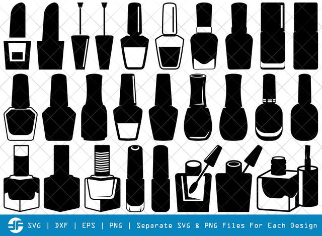 Nail Polish SVG Cut Files | Nail Polish Bottle Silhouette Bundle SVG ETC Craft 