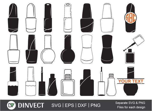 Nail polish SVG, Nail enamel Silhouette, Nail varnish Silhouette, Fingernail SVG, Clipart, Vector, Vector SVG Dinvect 