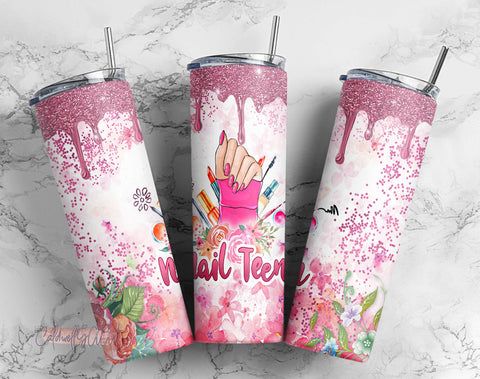Nail Tech, 20oz Skinny Tumbler, Sublimation Design PNG File Sublimation CaldwellArt 