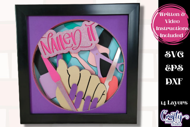 Nail Tech Svg Shadow Box, 3D Layered Nail Salon Manicure Svg SVG Crafty Mama Studios 