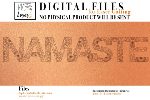 Namaste Vector File for Laser Cutter. SVG MaramadeLaser 