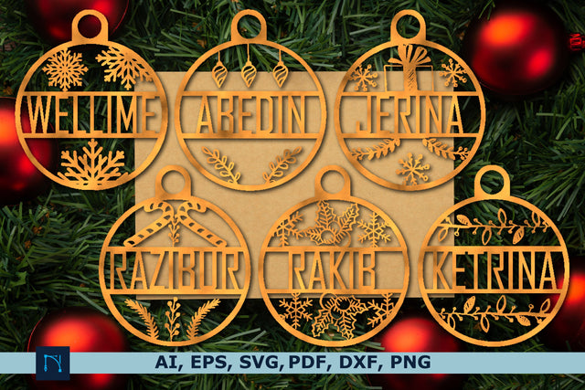 Name Christmas Ornament laser cut bundle SVG MD JOYNAL ABDIN 