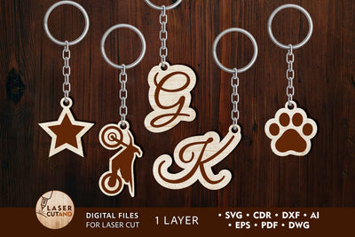Name Keychains Bundle Laser Cut Files SVG LaserCutano 