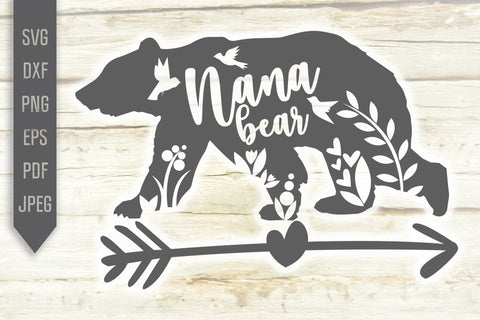 Nana Bear Svg. Grandma Bear Svg. Floral Bear Svg. Grandmother Dxf, png, eps. Grandchild Svg. Newborn svg. Granny sayings svg. Mothers Day. SVG Mint And Beer Creations 