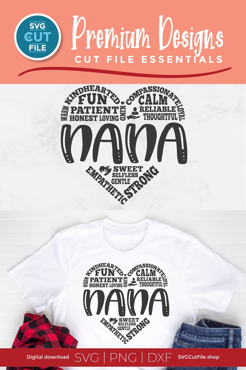 Nana heart svg for Cricut or Silhouette - So Fontsy