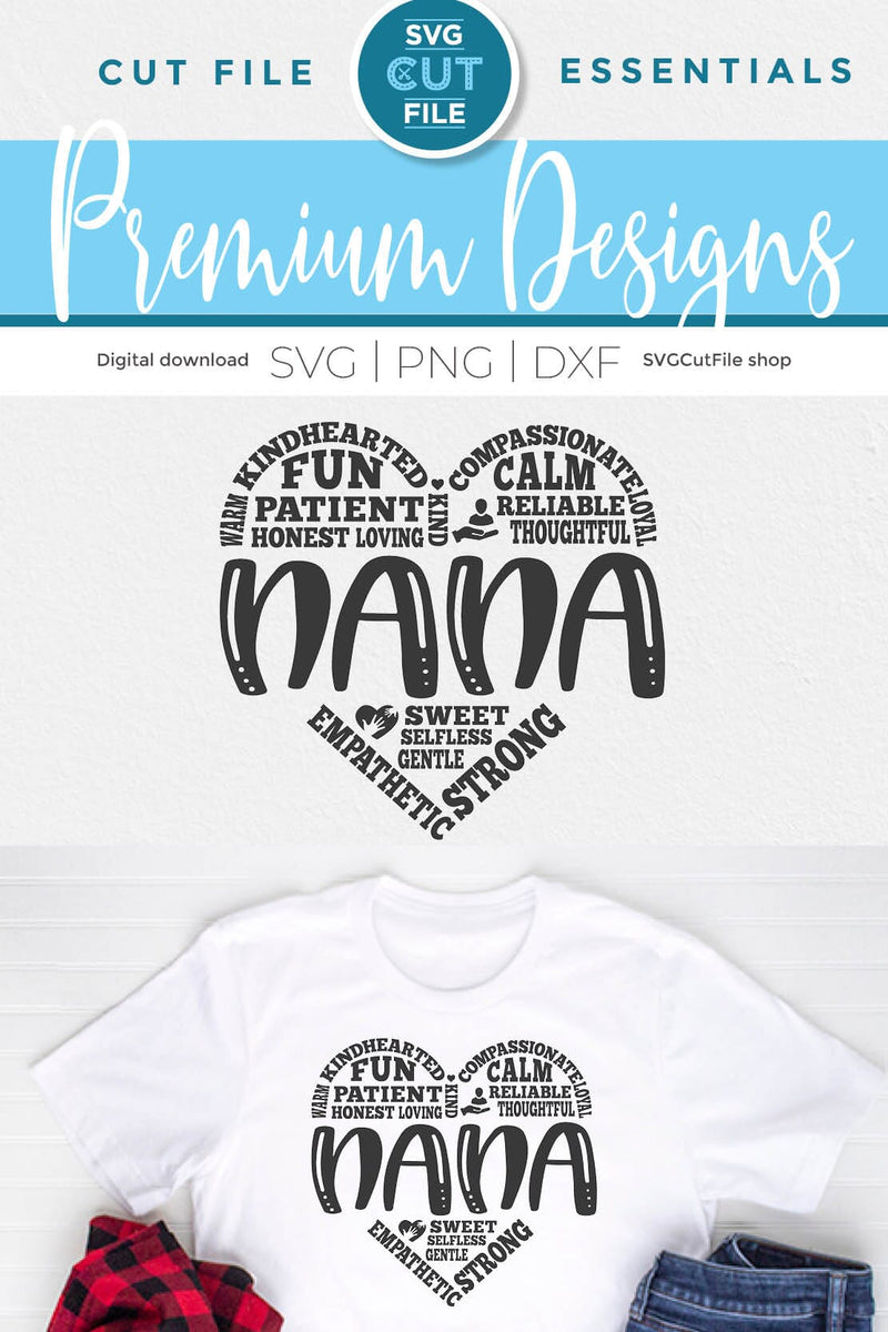 Nana heart svg for Cricut or Silhouette - So Fontsy