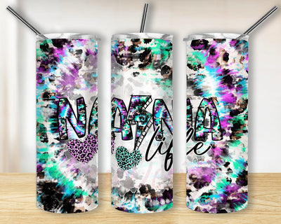 Nana Life 20oz Skinny Tumbler, Nana Tumbler Png, Tie Dye Leopard Tumbler Wrap, Nana Lighting Bolt Design Png, Nana Sublimation Design, Instant Download Sublimation BouDesign 