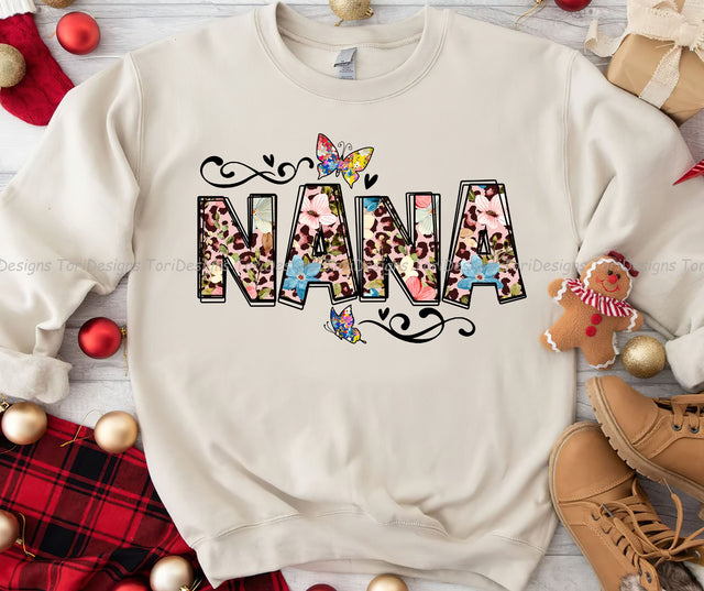 Nana PNG, Nana With Flowers PNG , Nana Sublimation Designs Downloads , Nana Leopard Digital Downloads Sublimation ToriDesigns 