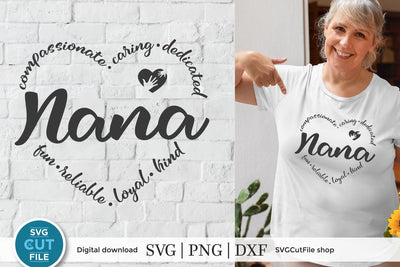 Nana svg, Nana heart svg, grandma Nana svg, cute Nana gift, mother's day svg, grandma svg, grandparent svg, grandmother, svg dxf png SVG SVG Cut File 