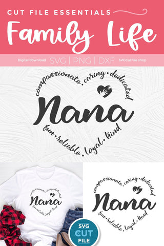 Nana svg, Nana heart svg, grandma Nana svg, cute Nana gift, mother's day svg, grandma svg, grandparent svg, grandmother, svg dxf png SVG SVG Cut File 