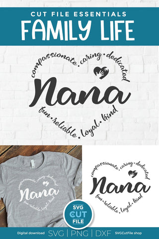Nana svg, Nana heart svg, grandma Nana svg, cute Nana gift, mother's day svg, grandma svg, grandparent svg, grandmother, svg dxf png SVG SVG Cut File 