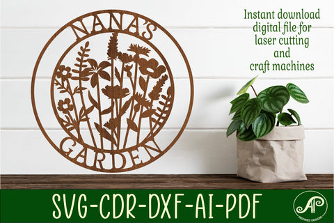 Nana's Garden sign svg laser cut template SVG APInspireddesigns 