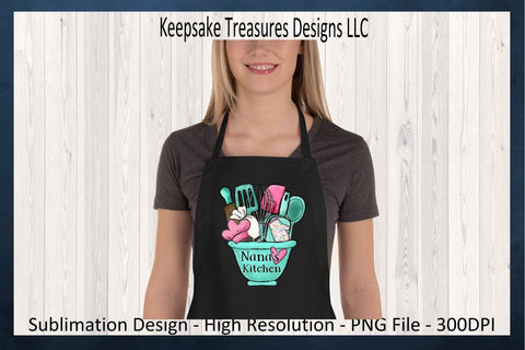 Nana's Teal Kitchen Bowl Sublimation PNG, Kitchen Decor, PNG Printable, Digital Download, Hand Drawn Clipart Sublimation Keepsake Treasures Designs LLC. 