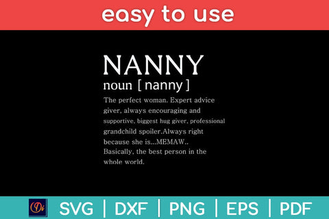 Nanny Definition Grandma Mother Day Svg Cutting File SVG Helal 